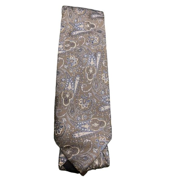 NWT David Donahue Paisley Silk Italian Handmade Neck Tie Gray Blue - Picture 1 of 14